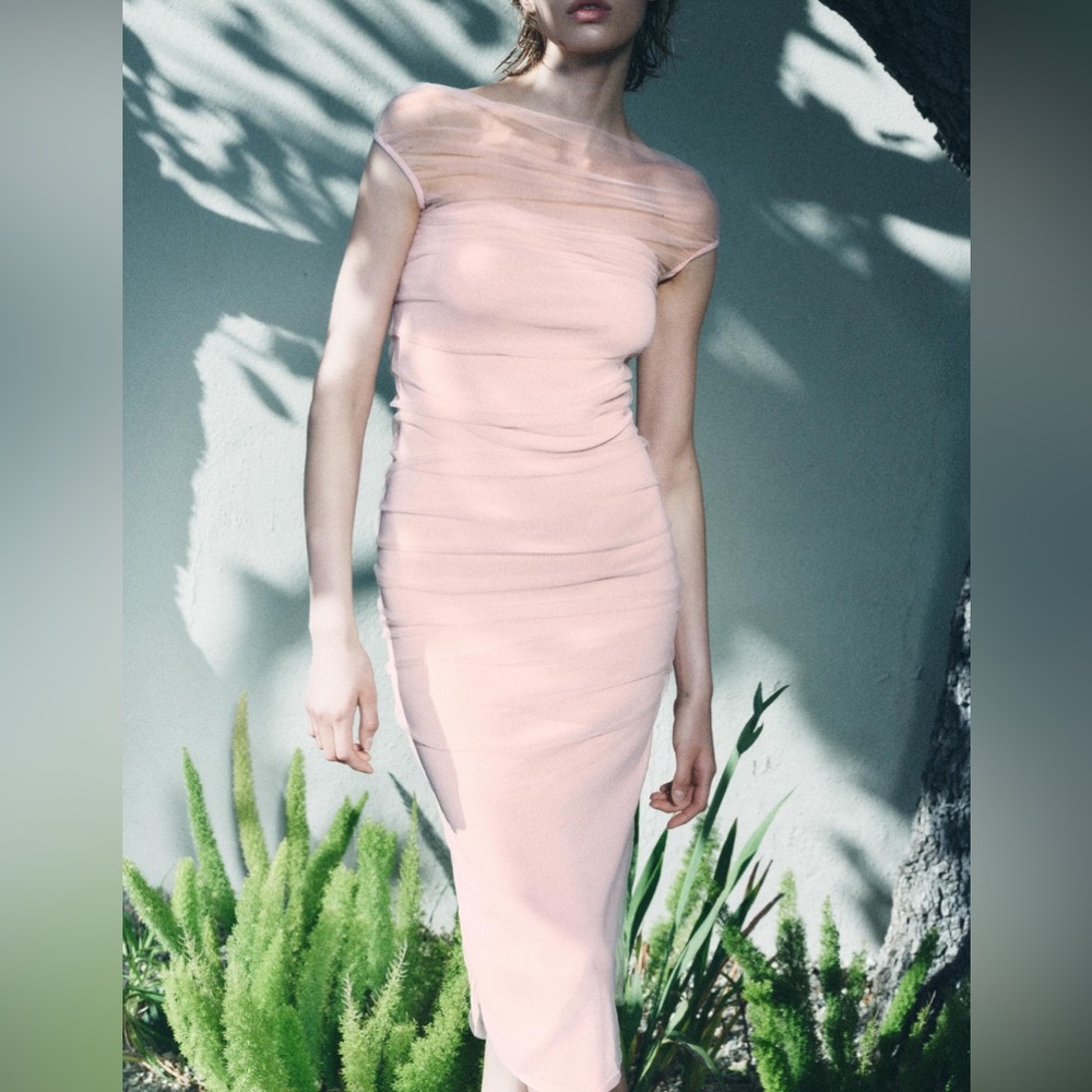 Zara mixed tulle midi dress